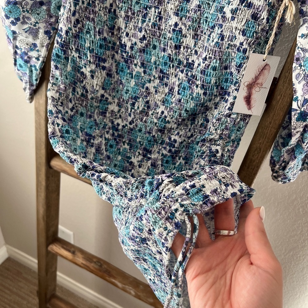 NWT - Jessica Simpson blue floral mini dress size M - Picture 3 of 6